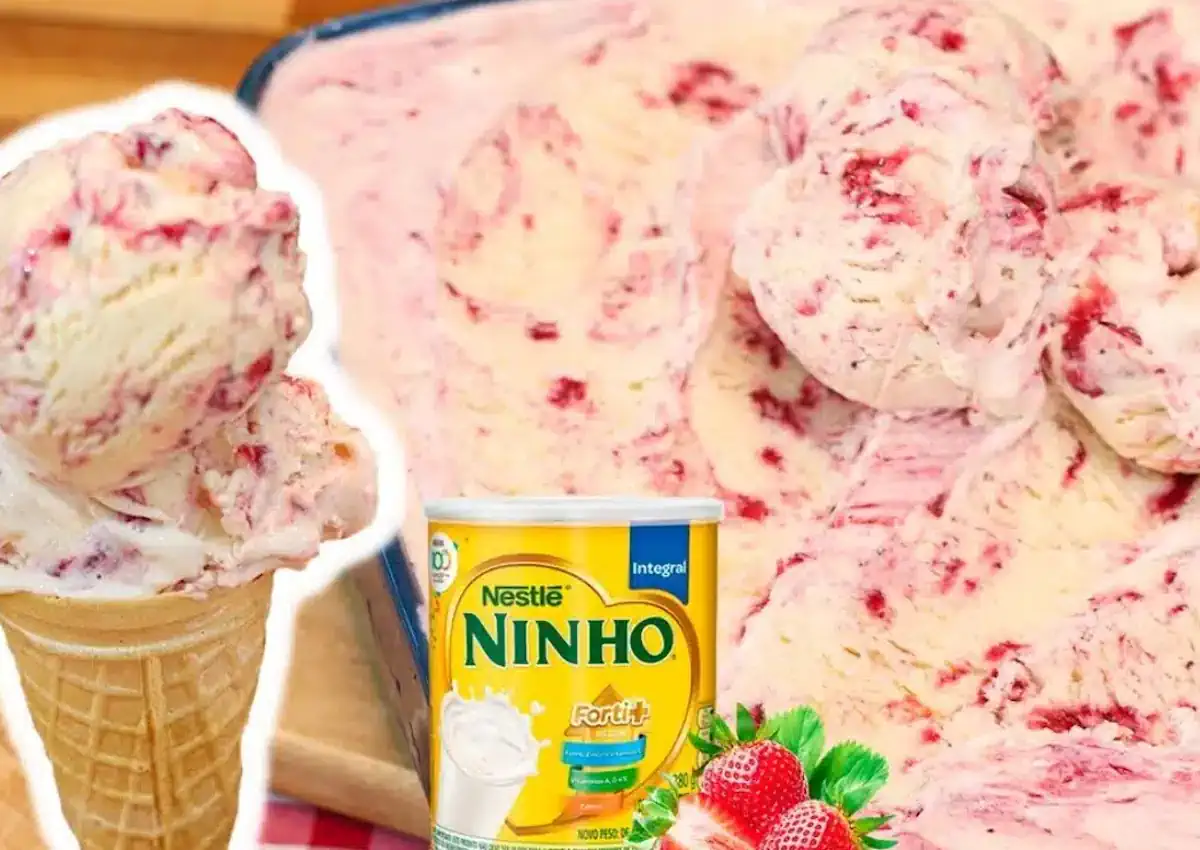 Sorvete de Leite Ninho e Morango